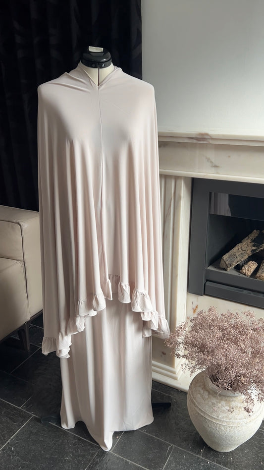 RUFFLE KHIMAR SET BEIGE