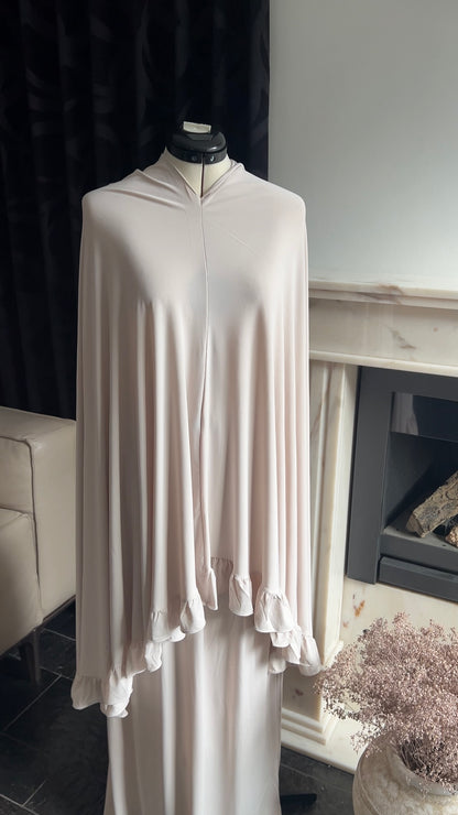 RUFFLE KHIMAR SET BEIGE