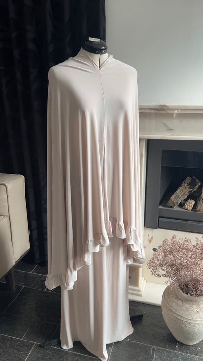 RUFFLE KHIMAR SET BEIGE