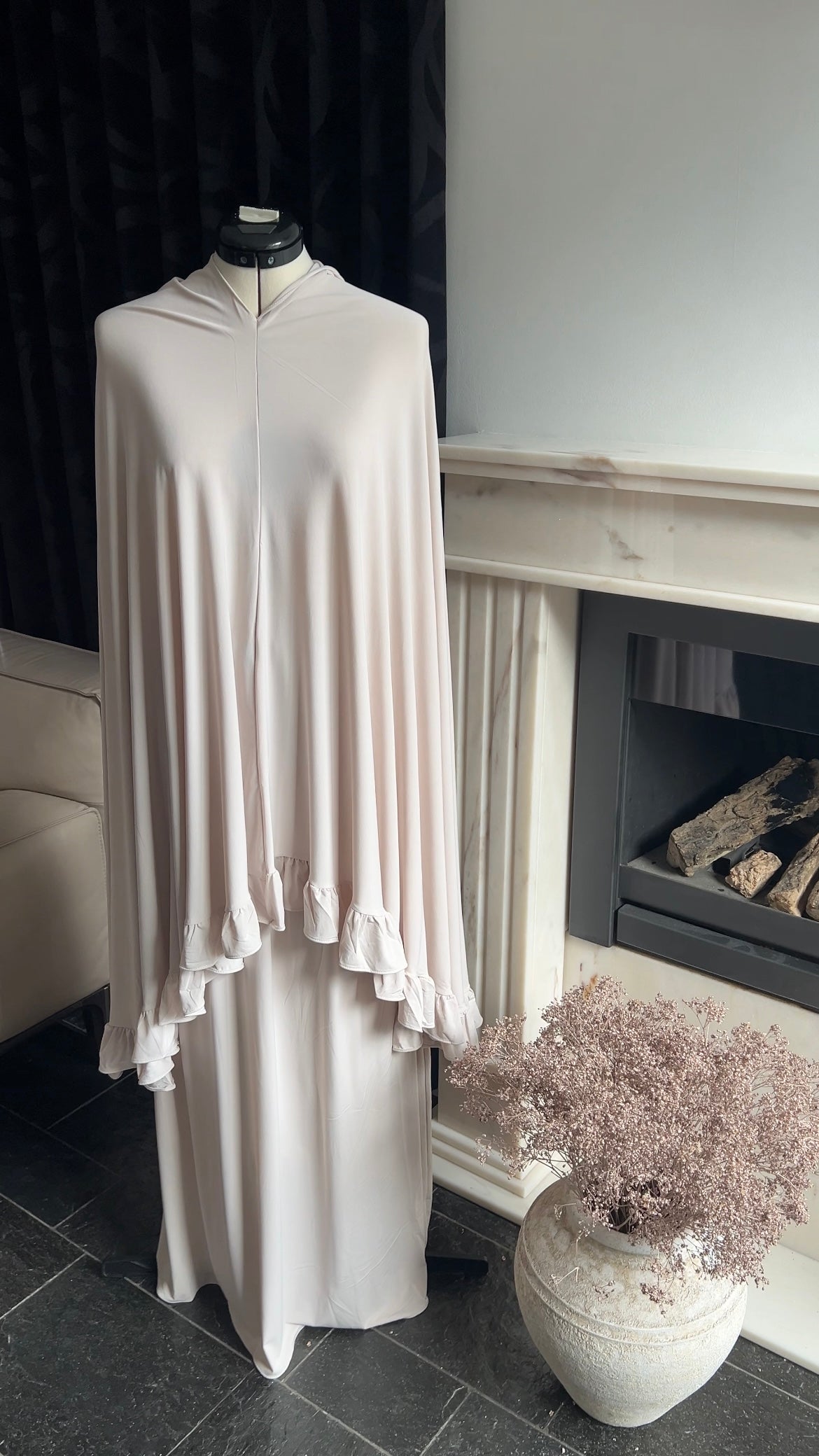 RUFFLE KHIMAR SET BEIGE