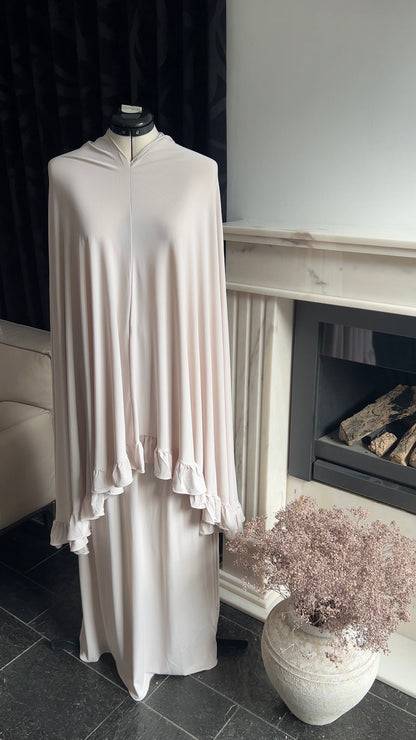 RUFFLE KHIMAR SET BEIGE