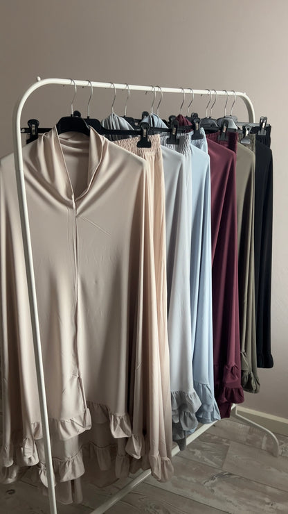 RUFFLE KHIMAR SET KHAKI