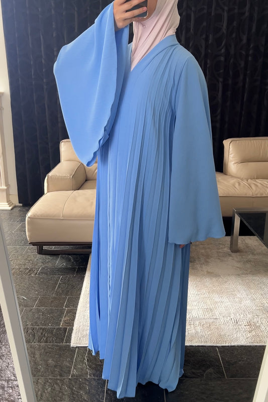 BLUE PLEATED DRESS
