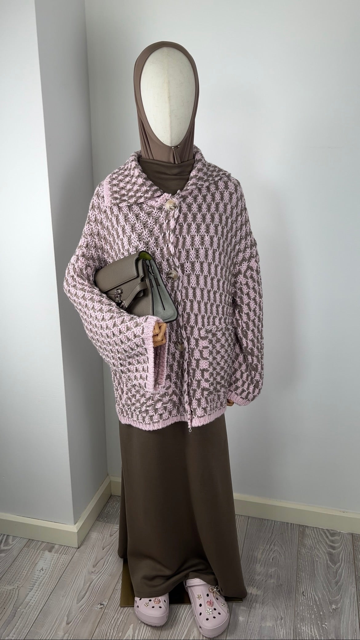 KNIT BUTTON CARDIGAN PINK