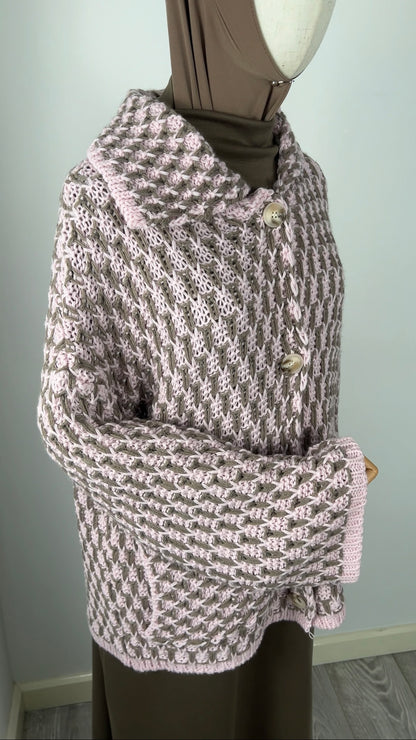 KNIT BUTTON CARDIGAN PINK
