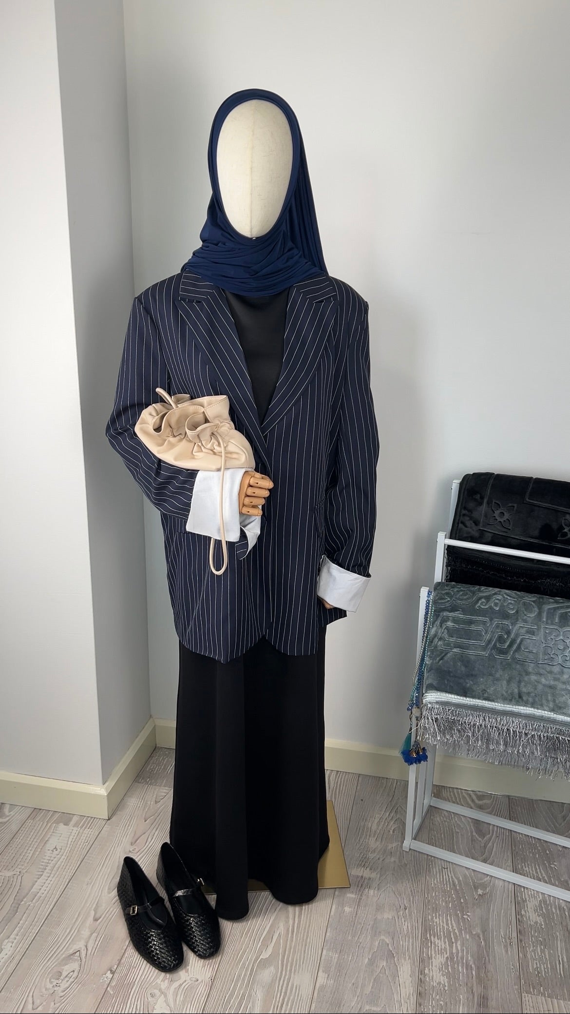 STRIPED BLAZER NAVY