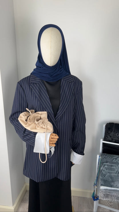 STRIPED BLAZER NAVY