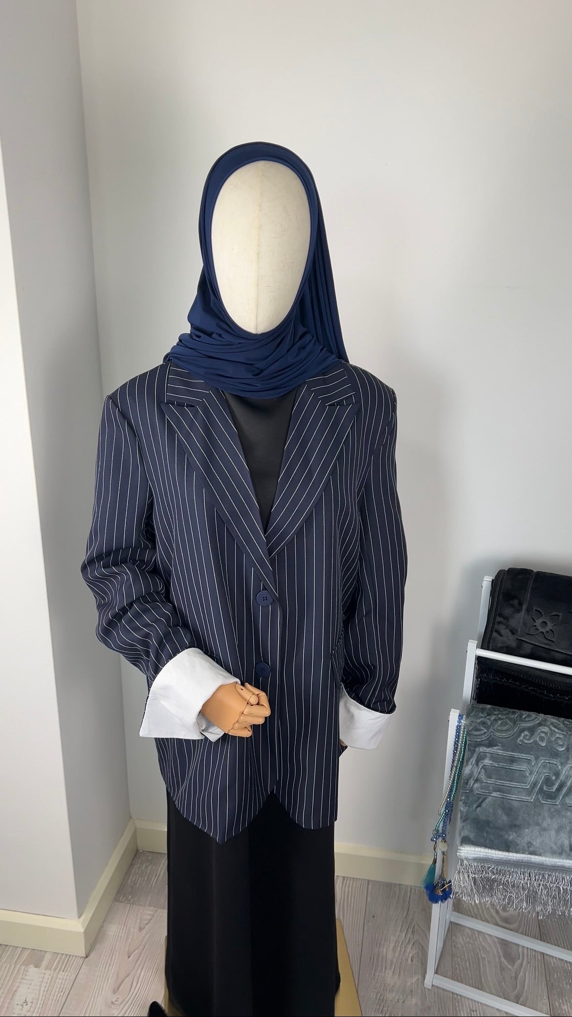 STRIPED BLAZER NAVY