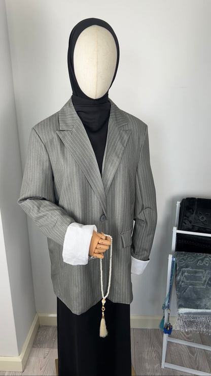 STRIPED BLAZER GREY