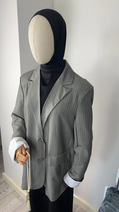 STRIPED BLAZER GREY