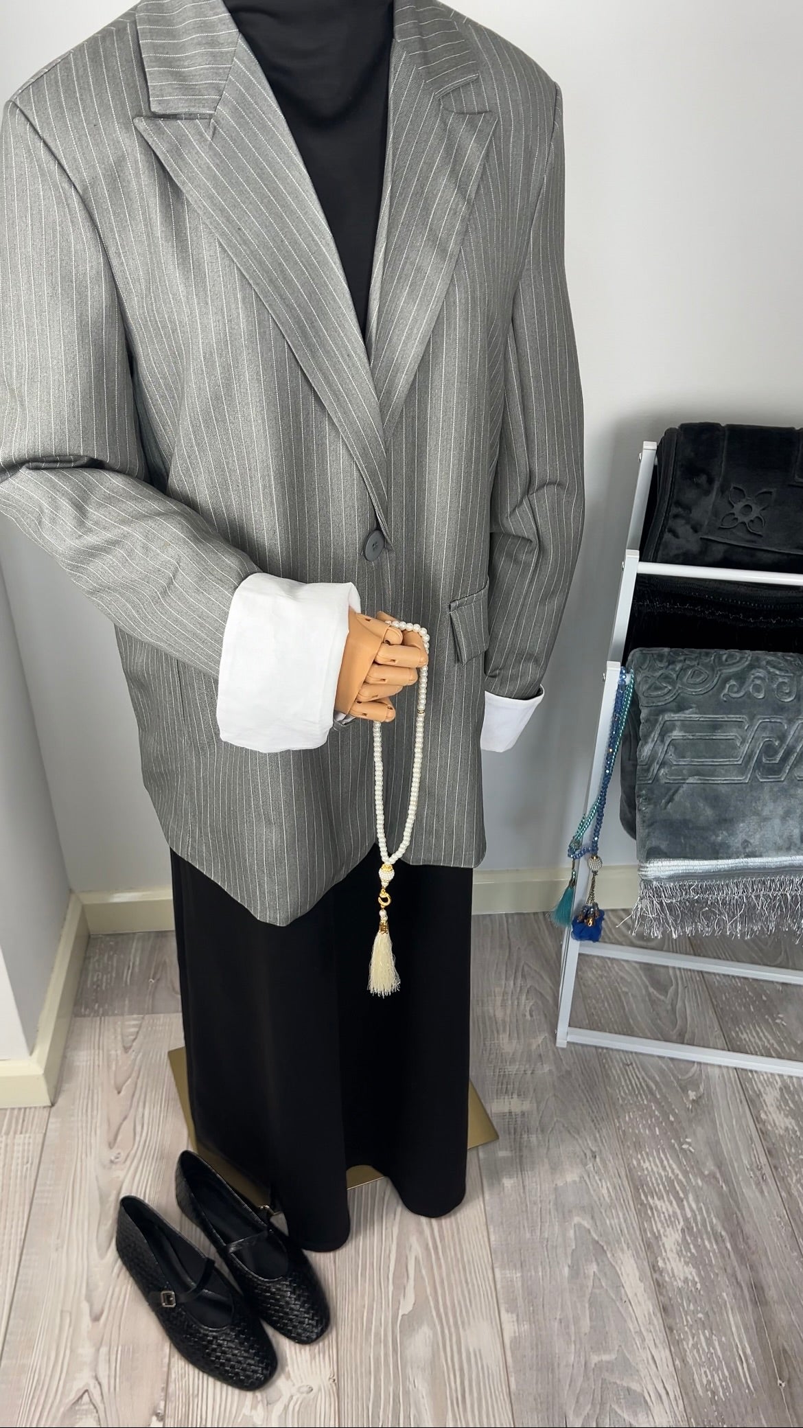 STRIPED BLAZER GREY