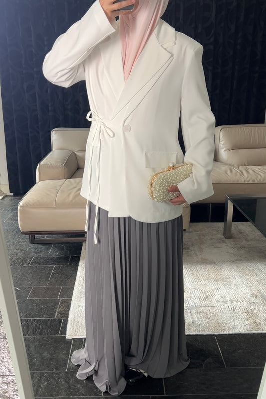 LIGHT GREY PLISSÉ SKIRT