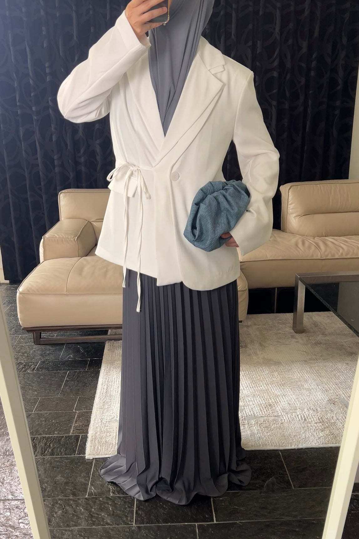 DARK GREY PLISSÉ SKIRT