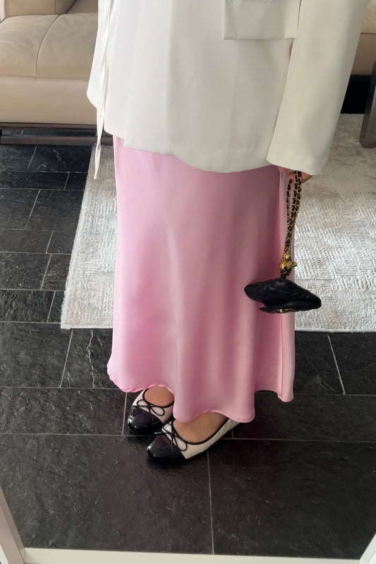 PINK SATIN SKIRT