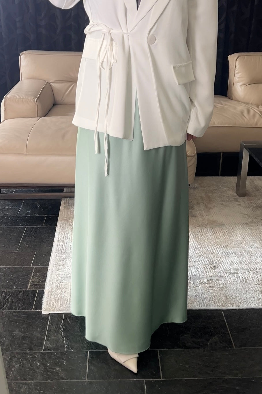 MINT OVERSIZED SATIN SKIRT