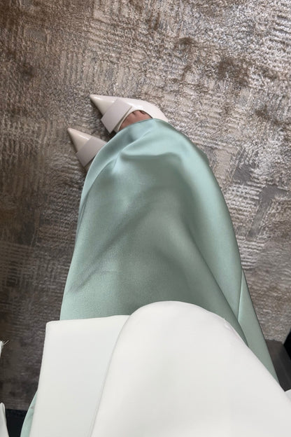 MINT OVERSIZED SATIN SKIRT