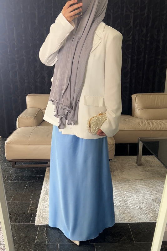 BLUE OVERSIZED SATIN SKIRT