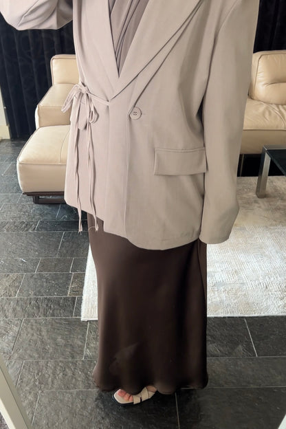DARK BROWN SATIN SKIRT
