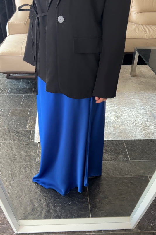 MARINE BLUE OVERSIZED SATIN SKIRT