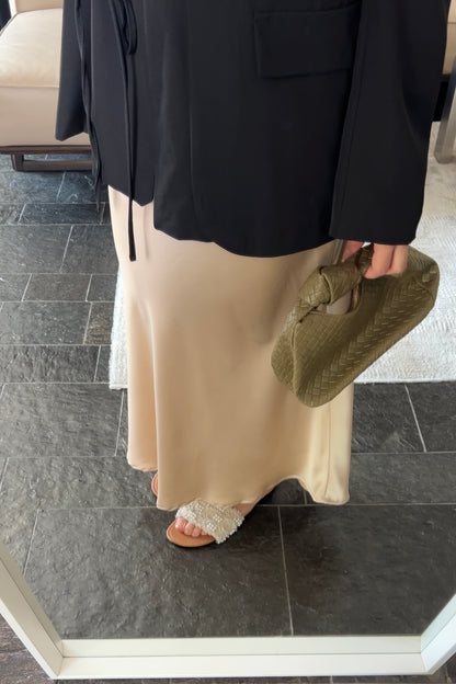 BEIGE SATIN SKIRT