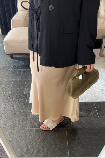 BEIGE SATIN SKIRT