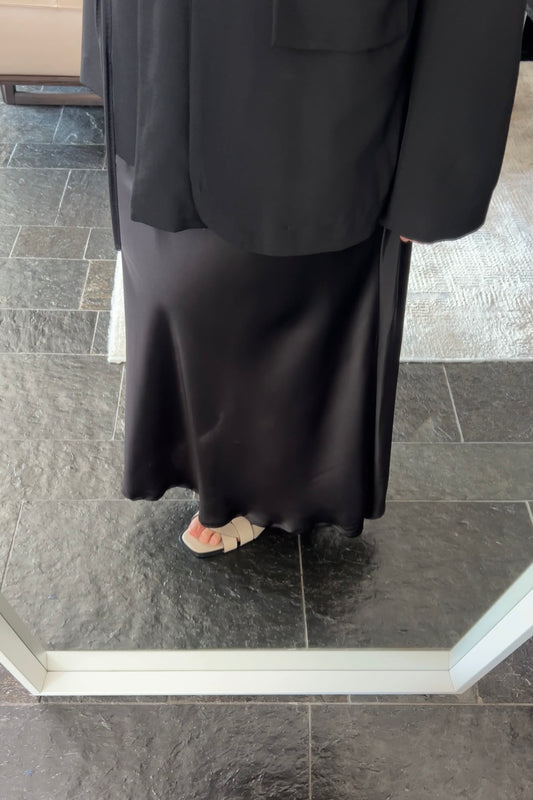 BLACK SATIN SKIRT