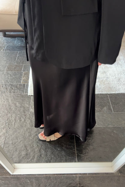 BLACK SATIN SKIRT