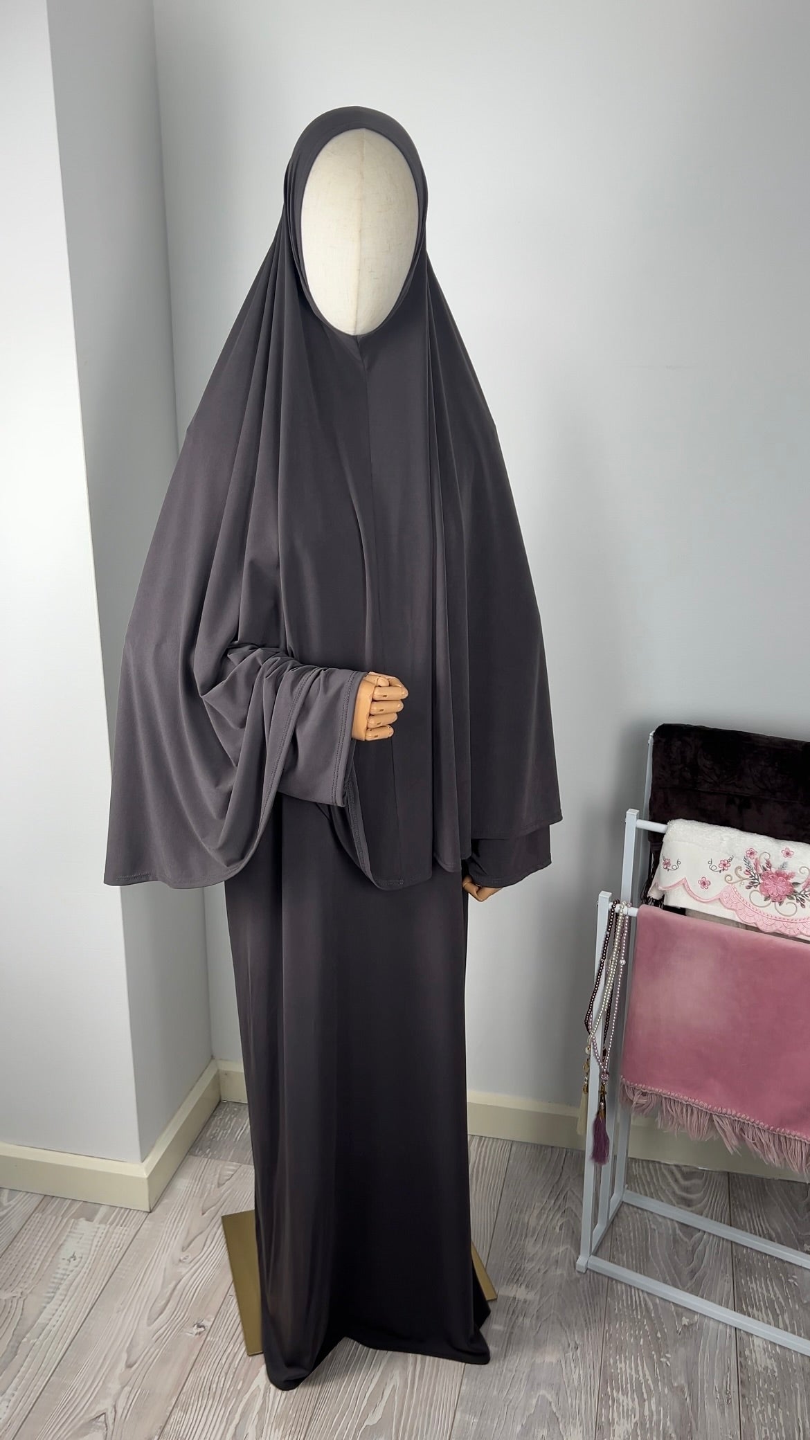 ABAYA KHIMAR SET PURPLE GREY