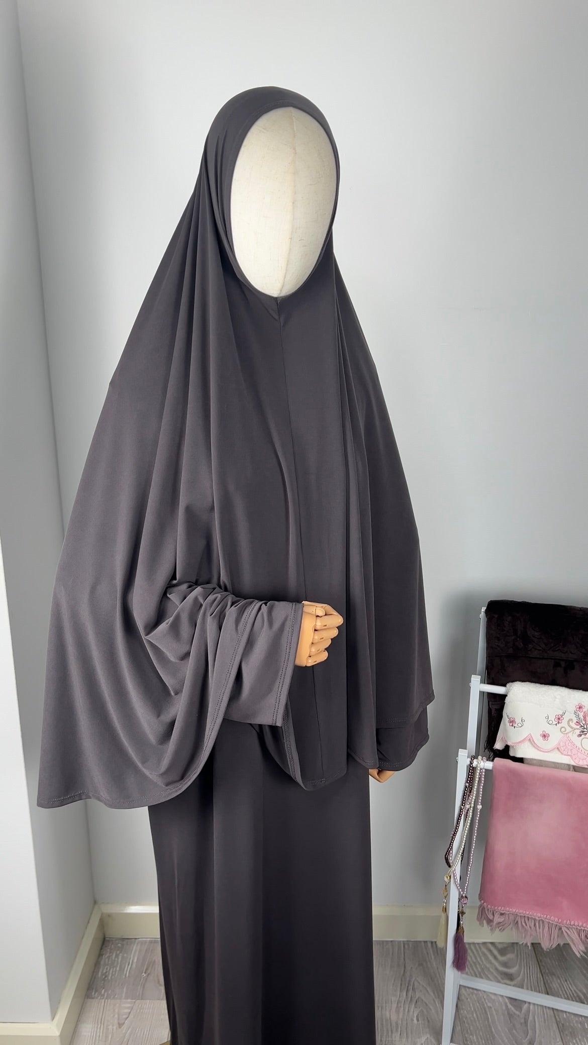 ABAYA KHIMAR SET PURPLE GREY