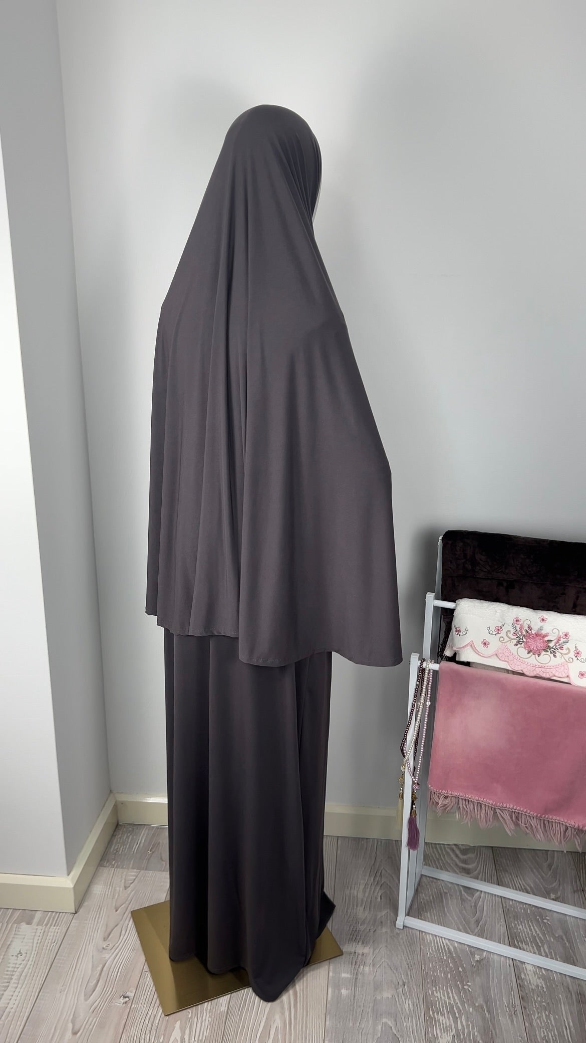 ABAYA KHIMAR SET PURPLE GREY