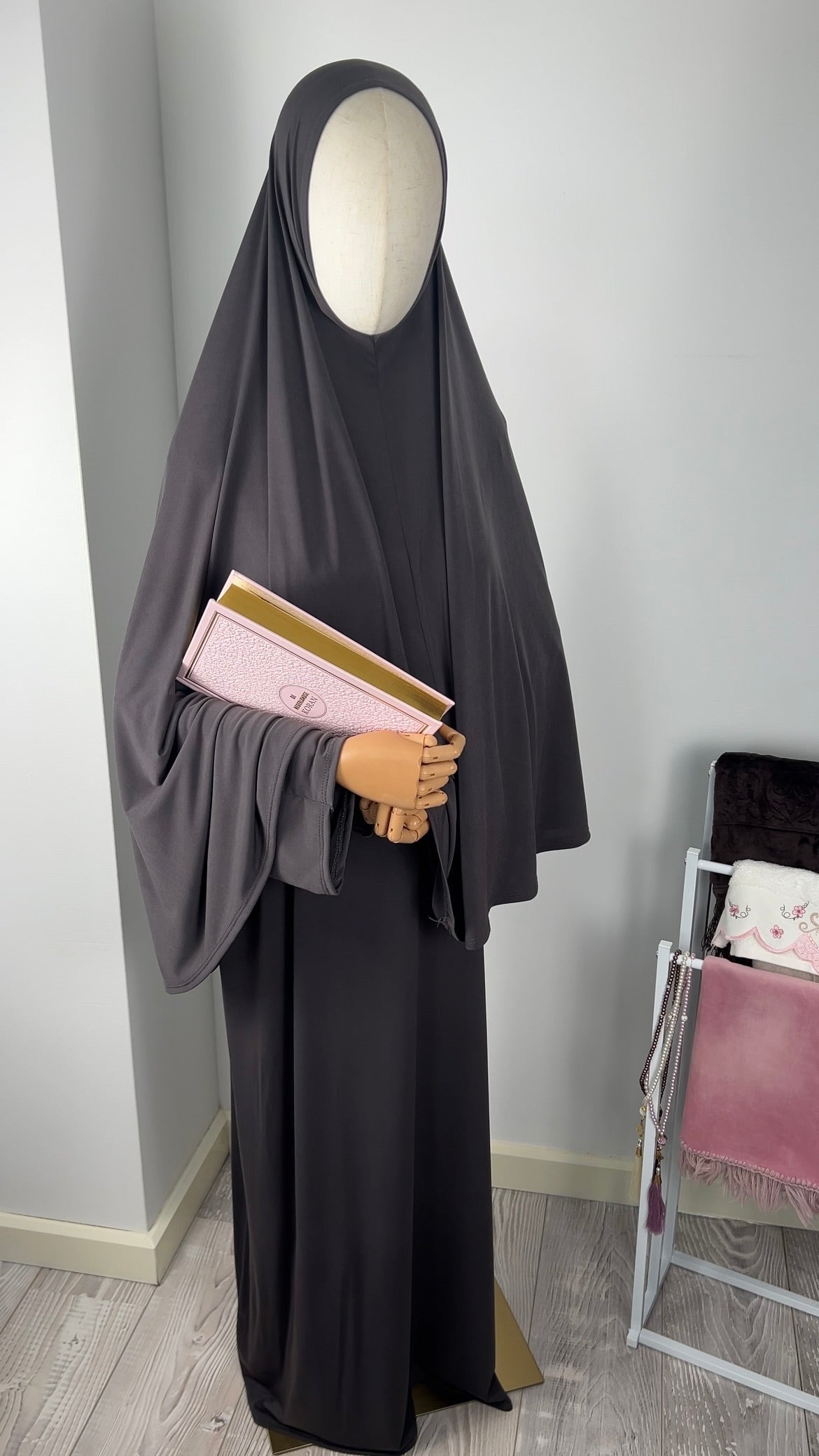 ABAYA KHIMAR SET PURPLE GREY