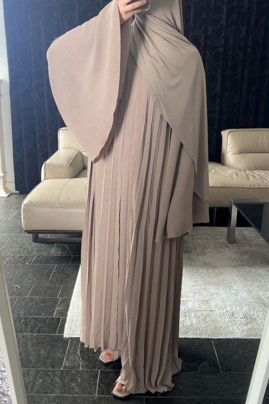 TAUPE PLEATED DRESS