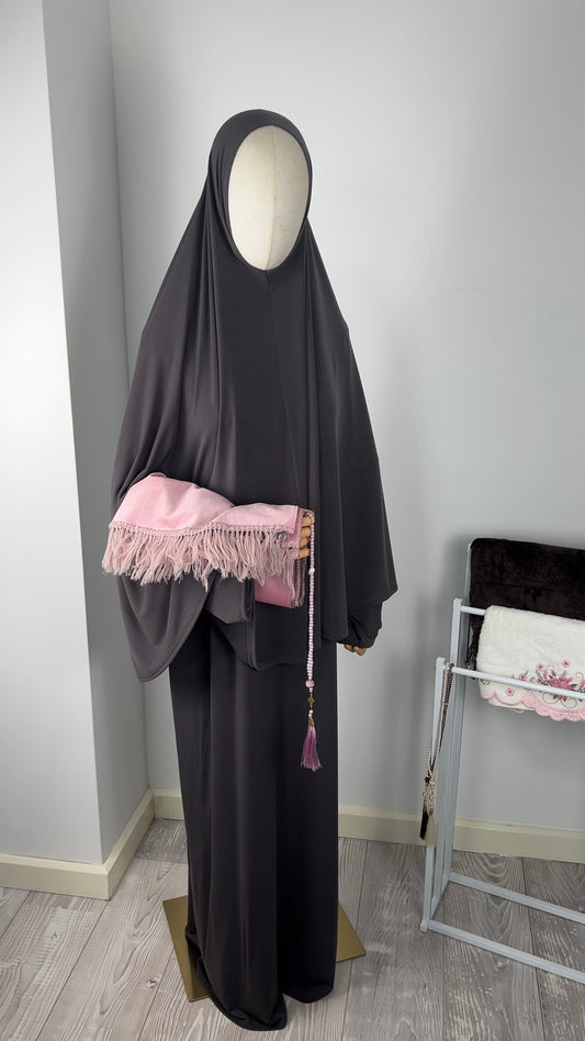 ABAYA KHIMAR SET PURPLE GREY