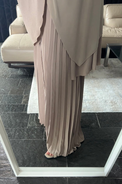 TAUPE PLEATED DRESS