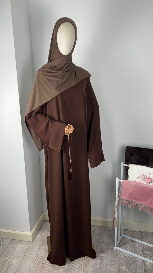 TALL SILK ABAYA CHOCO