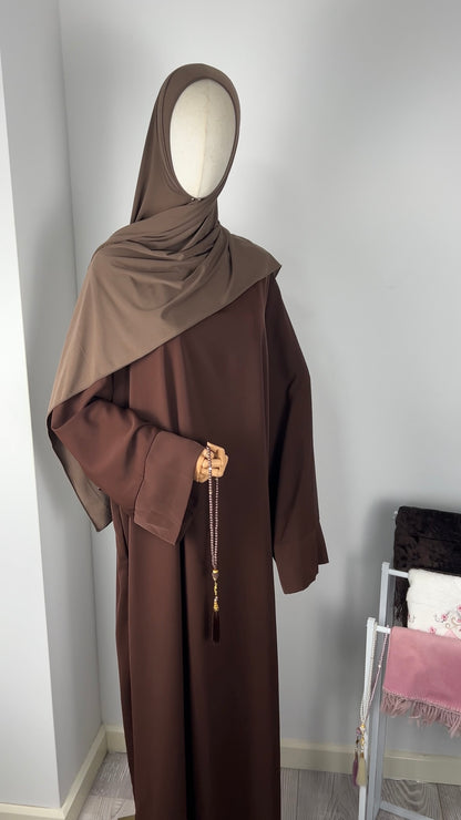 TALL SILK ABAYA CHOCO