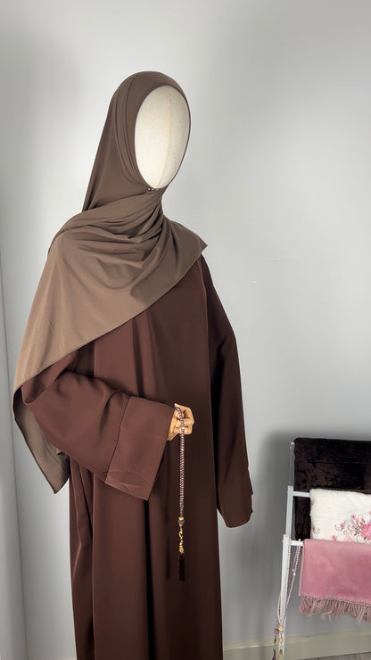 TALL SILK ABAYA CHOCO