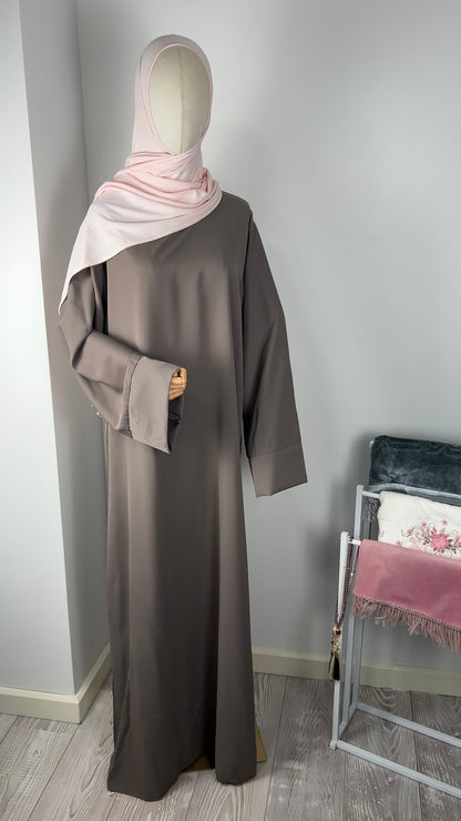 TALL SILK ABAYA TAUPE