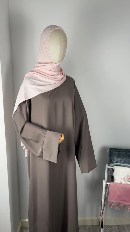 TALL SILK ABAYA TAUPE