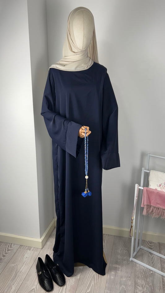SILK ABAYA NAVY