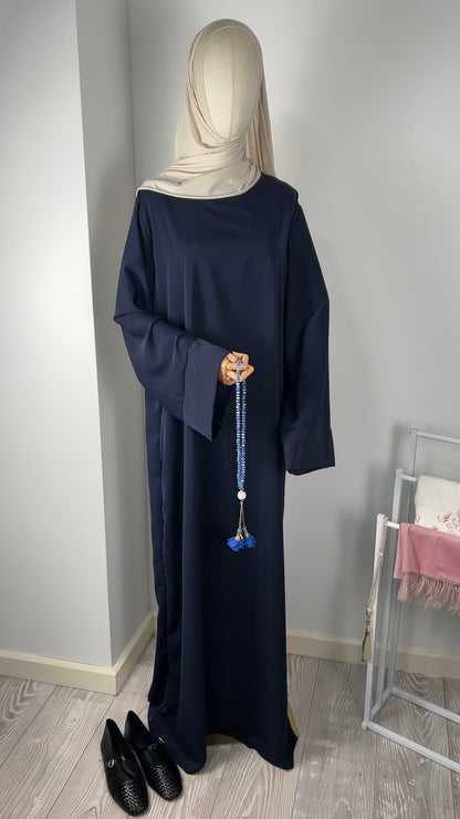 TALL SILK ABAYA NAVY