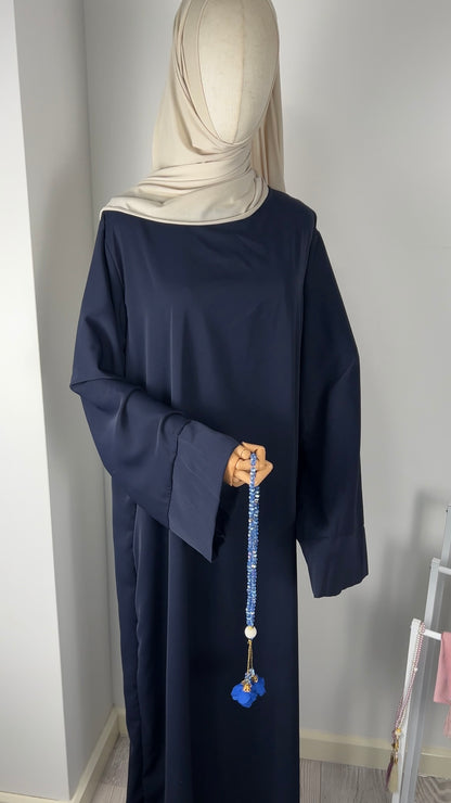 TALL SILK ABAYA NAVY