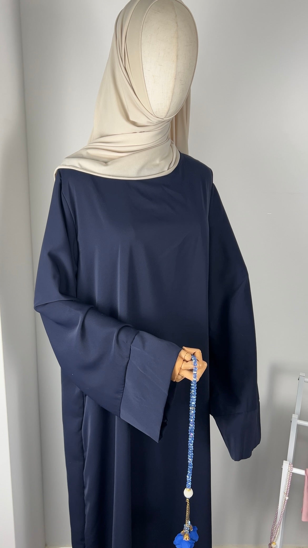 TALL SILK ABAYA NAVY
