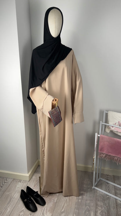TALL SILK ABAYA BEIGE