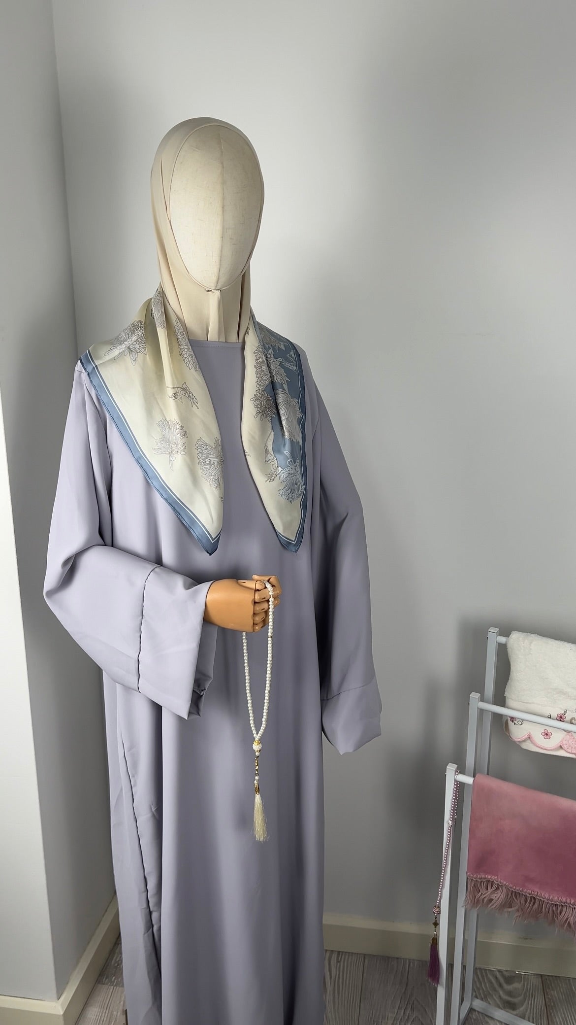 SILK ABAYA PURPLE GREY