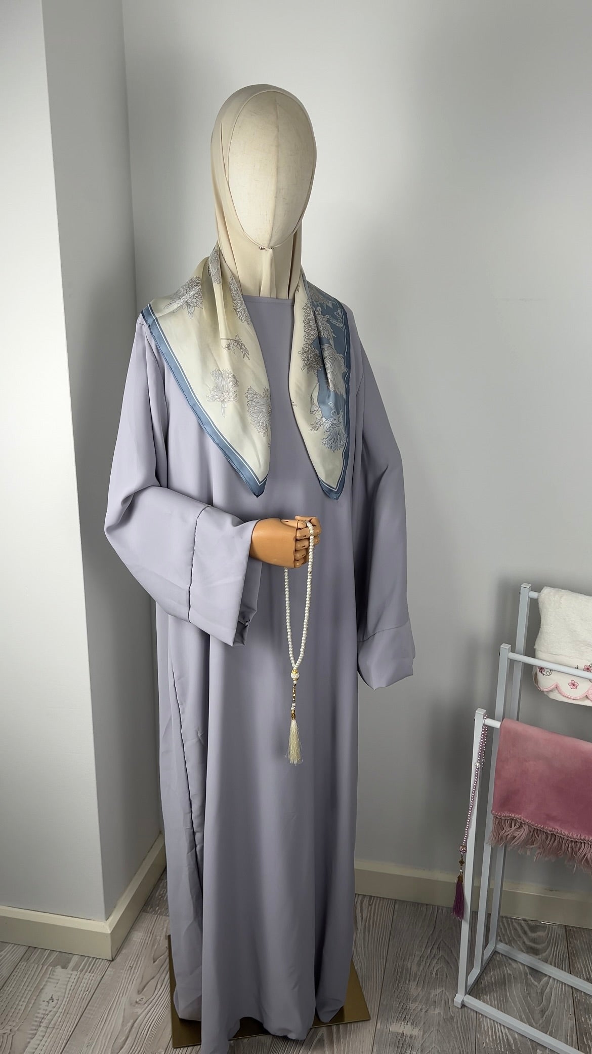 SILK ABAYA PURPLE GREY