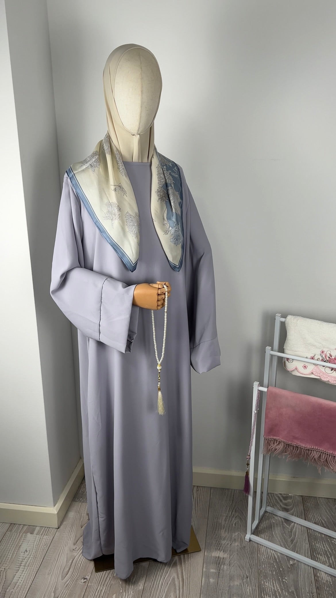 SILK ABAYA PURPLE GREY
