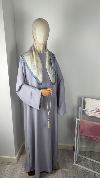 TALL SILK ABAYA PURPLE GREY