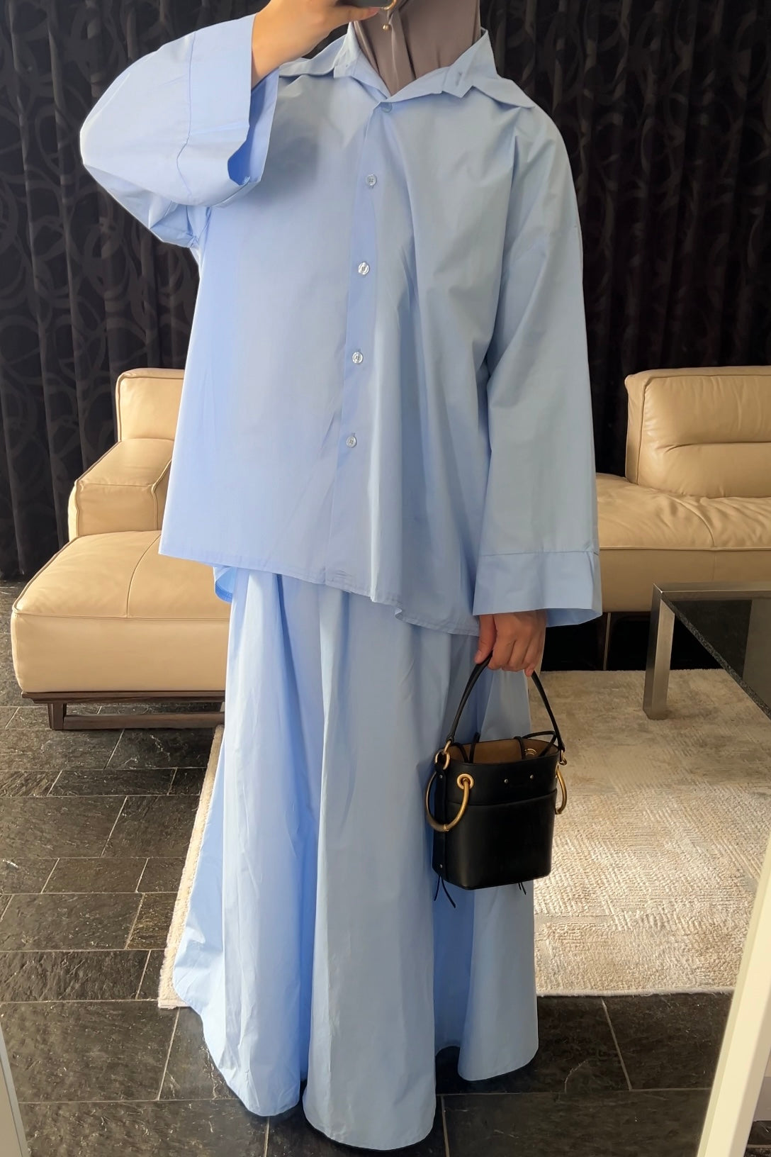 BLUE COTTON SKIRT SET