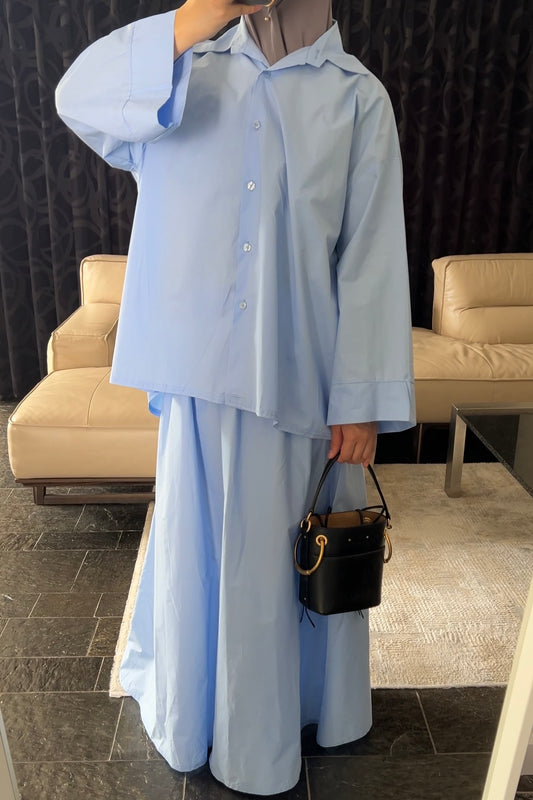 BLUE COTTON SKIRT SET
